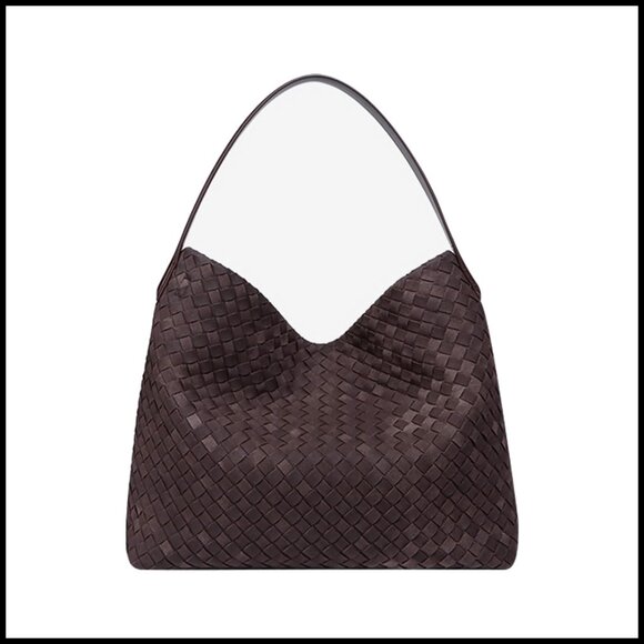 Handbags - Slouchy Suede Hobo Bag Elegant Woven Tote Shoulder Bag for Work Travel